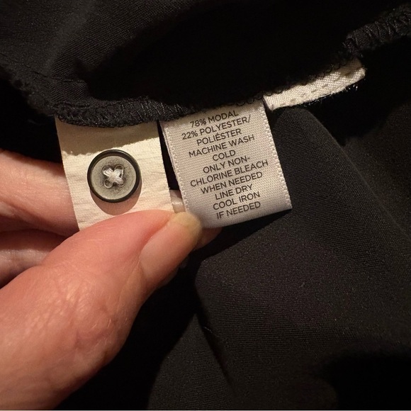 Lou & Grey Black Button Roll Tab Long Sleeve Drawstring Shirt Dress Size Medium - Picture 6 of 7